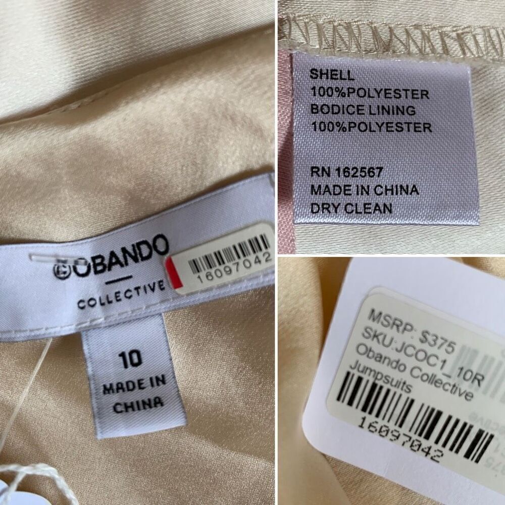 Obando‎ Collective Satin Wide Leg Jumpsuit Cream Size 10 - Picture 11 of 12